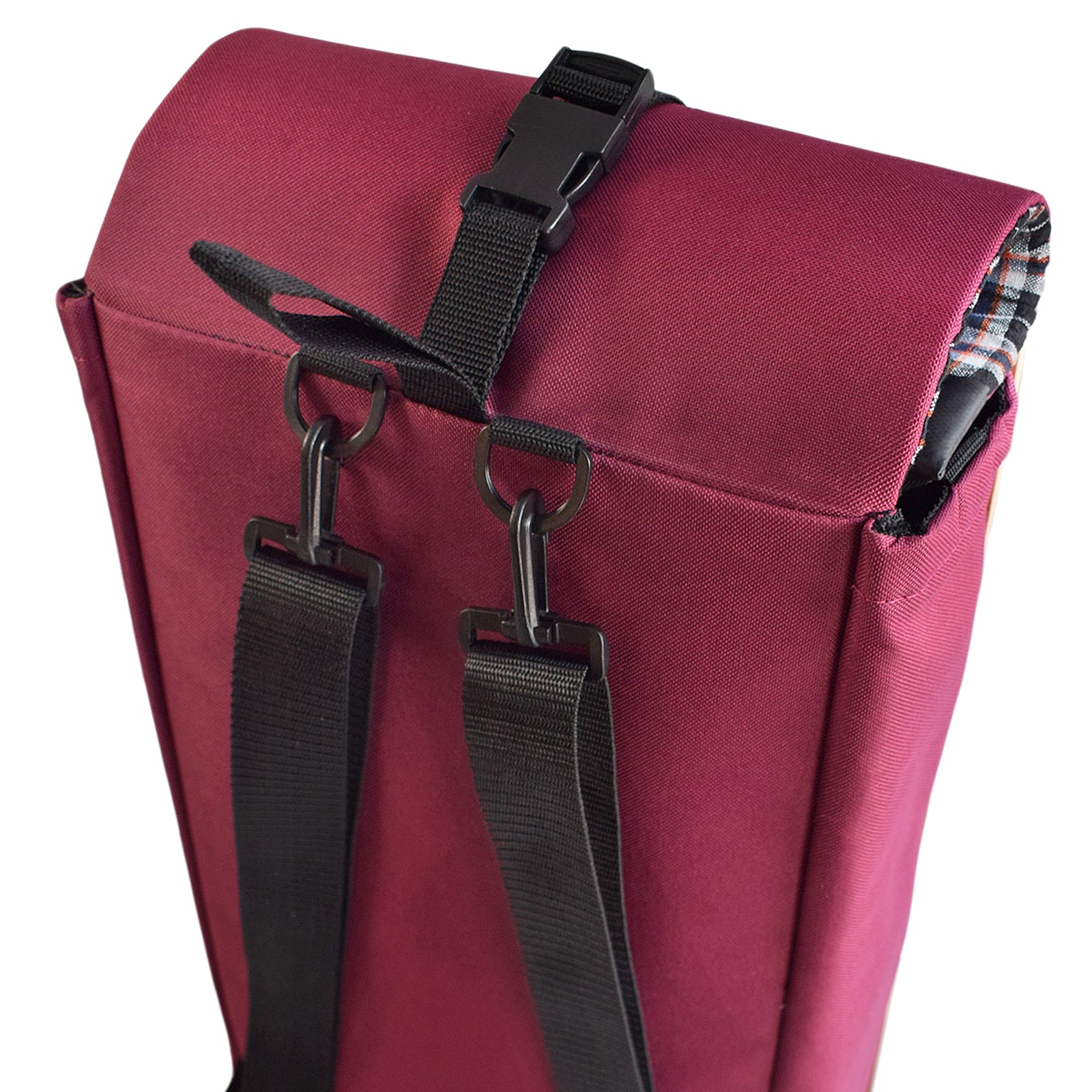 Woodsack Slim Backpack in WINE color, showcasing its sleek design and minimalist style.