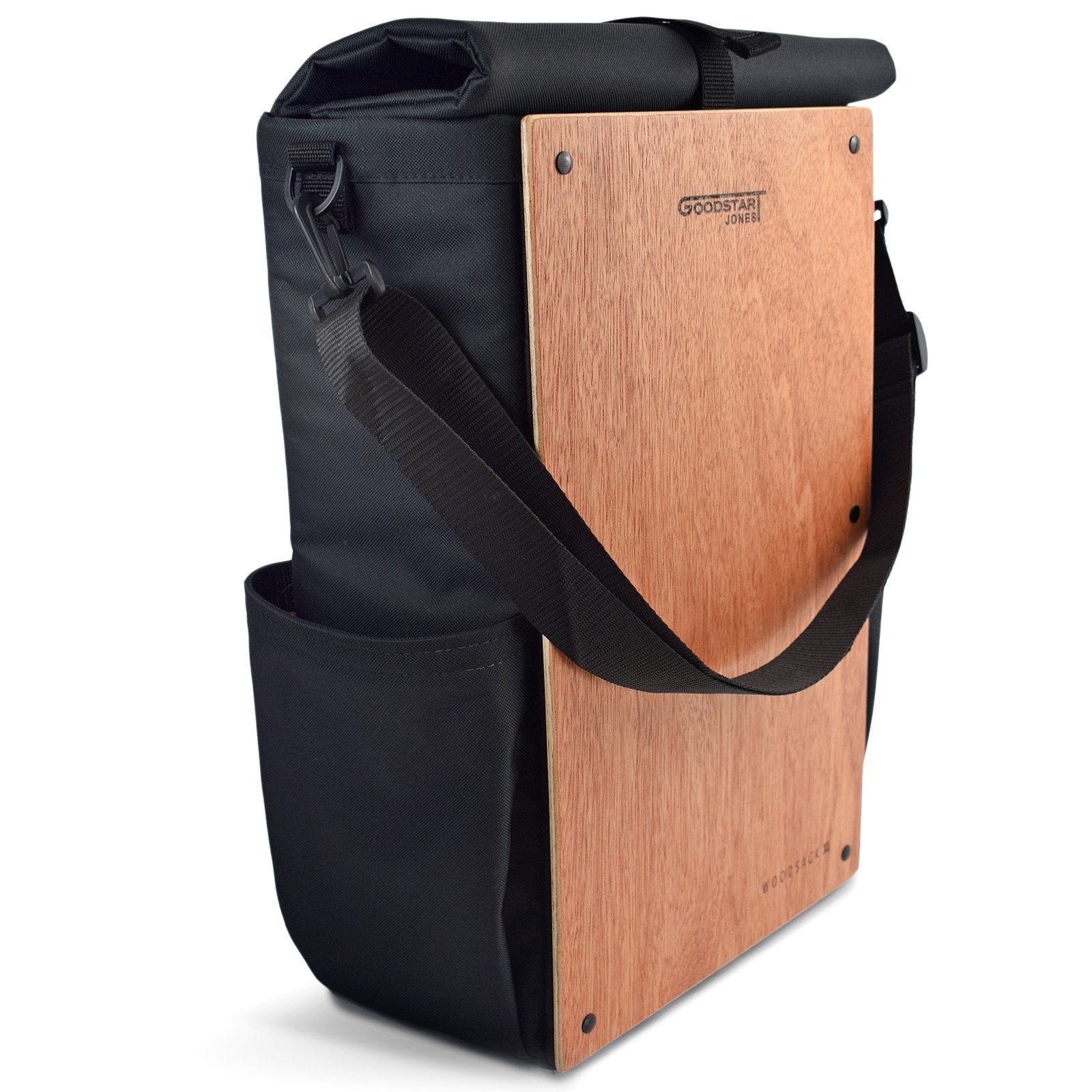 Woodsack XL Backpack in black, showcasing spacious design and padded straps for comfort.