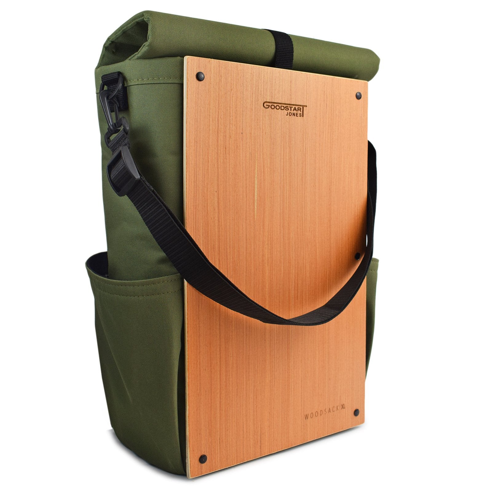 Woodsack XL Backpack in Olive Green, spacious and durable design with padded straps.