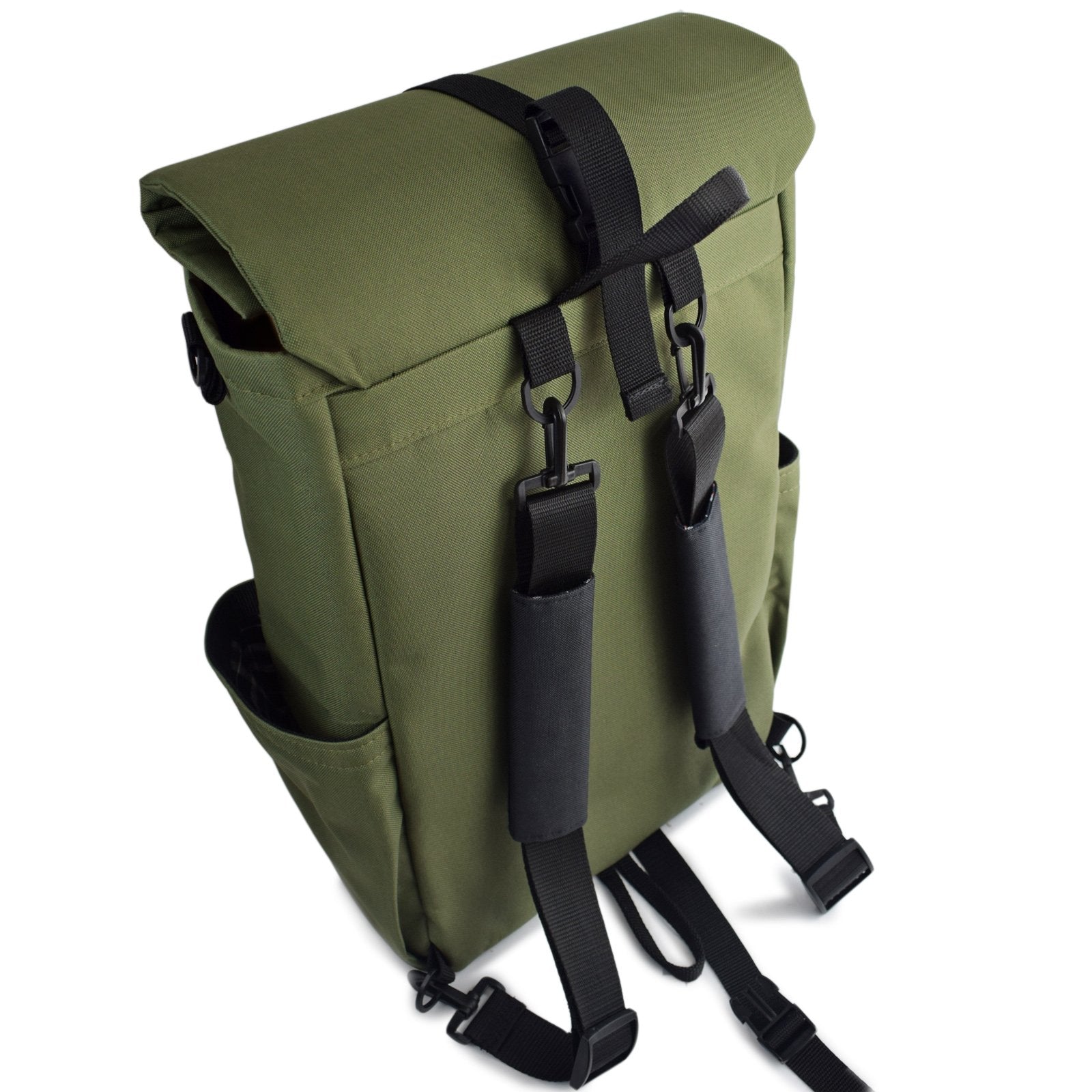 Woodsack XL Backpack in Olive Green, spacious and durable design with padded straps.