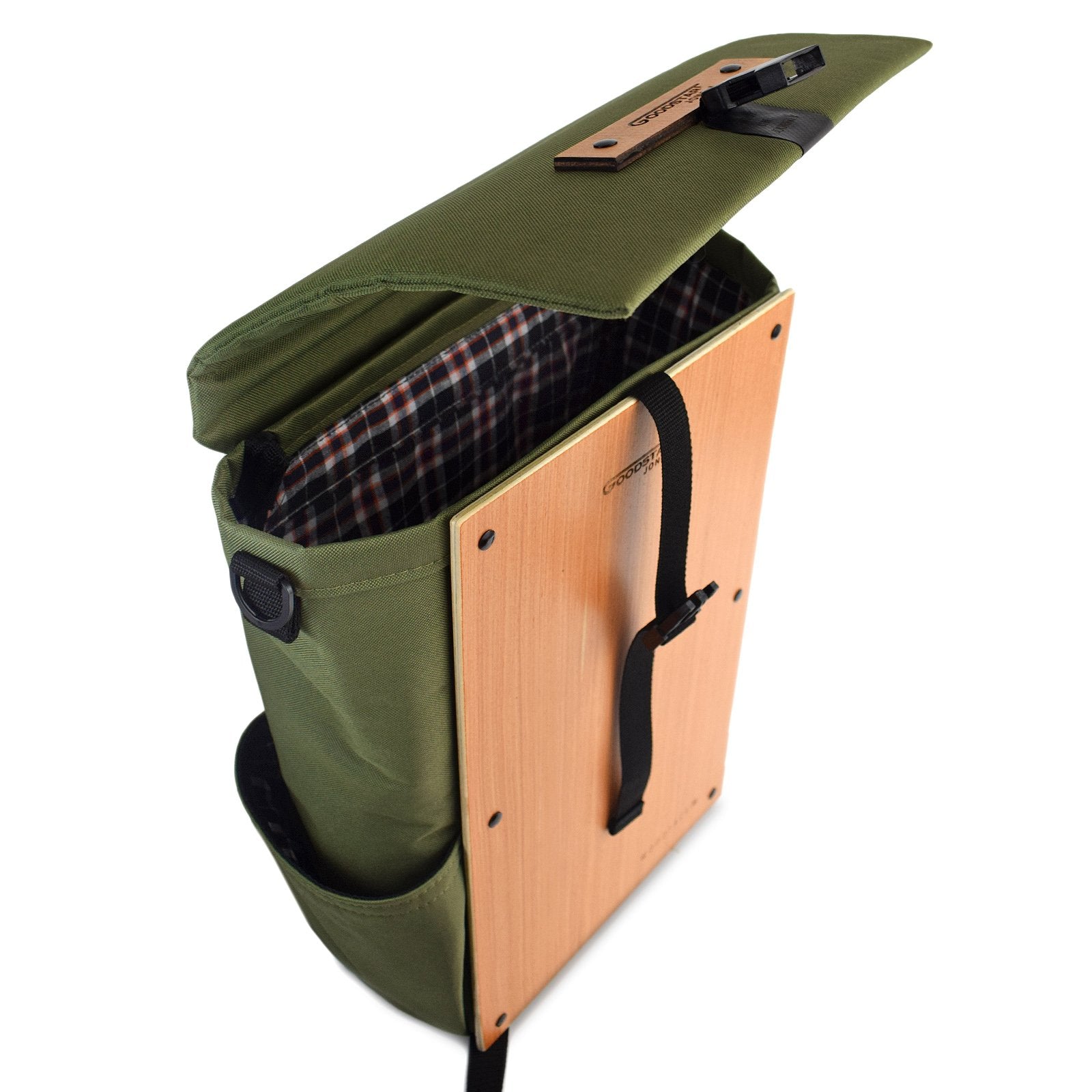 Woodsack XL Backpack in Olive Green, spacious and durable design with padded straps.