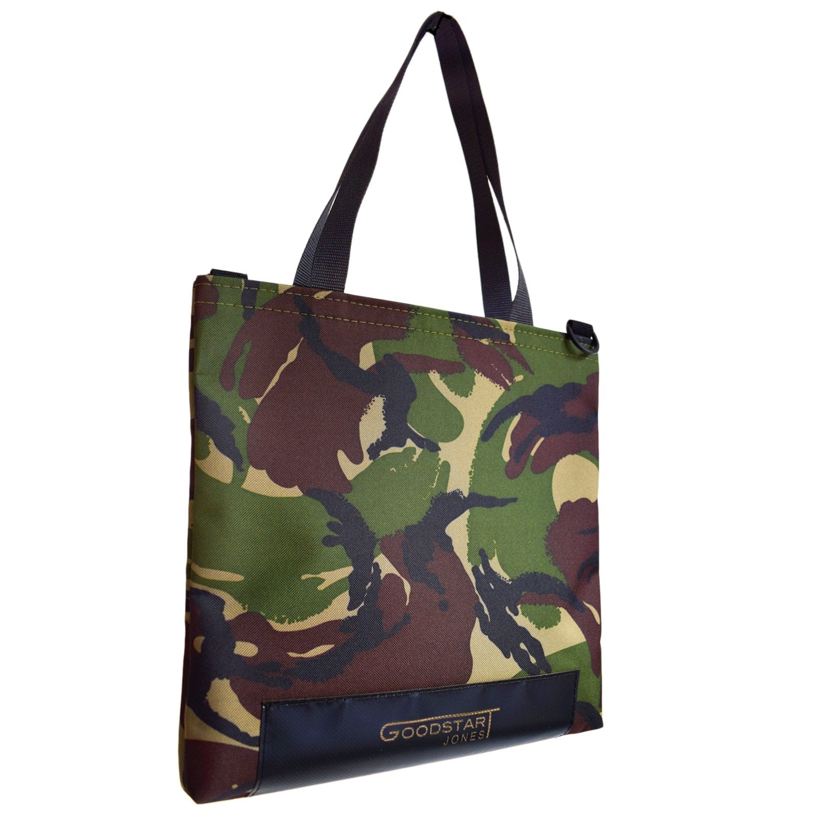 WORK Tote Bag in CAMO featuring a stylish camo pattern, durable materials, and compact design, perfect for everyday use.