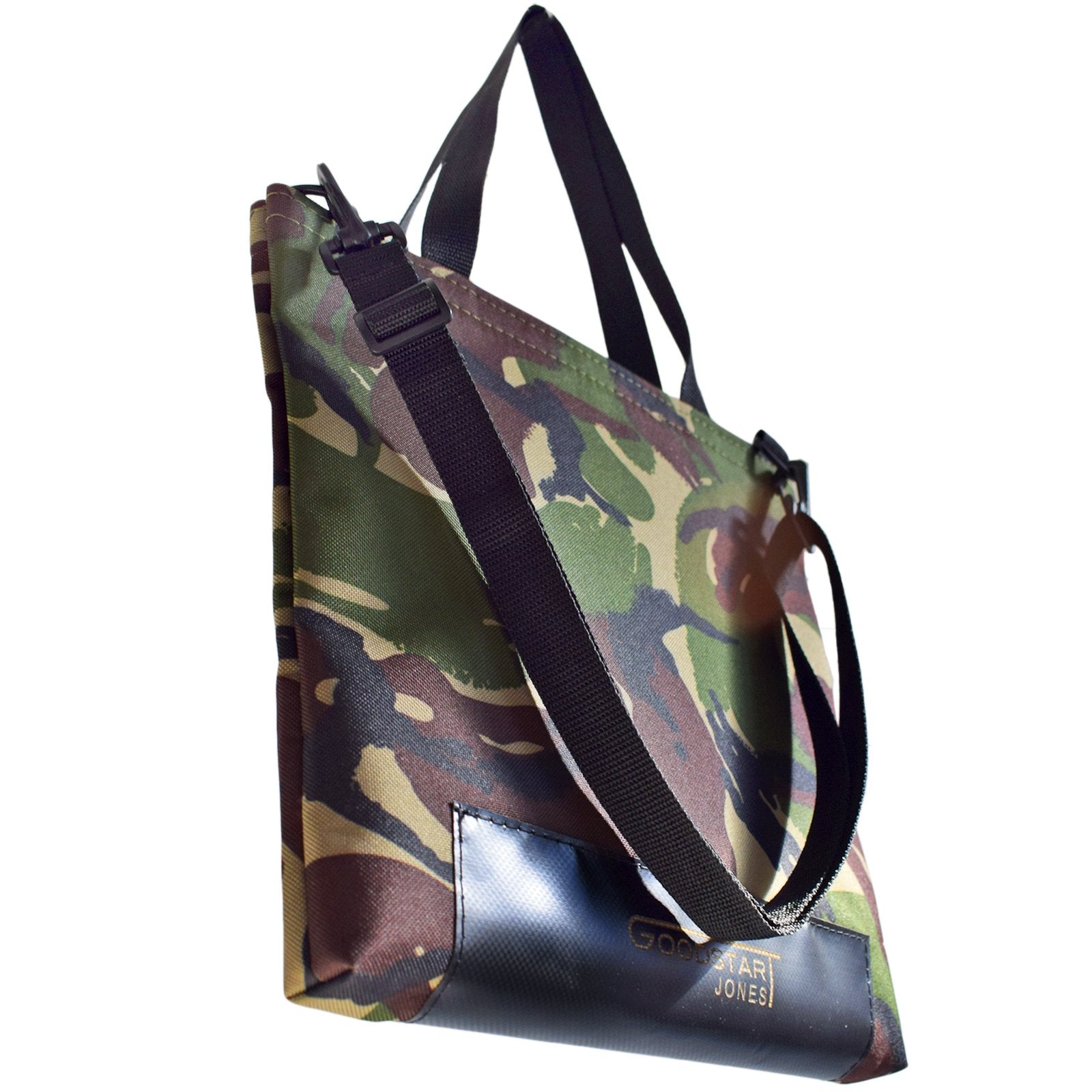 WORK Tote Bag in CAMO featuring a stylish camo pattern, durable materials, and compact design, perfect for everyday use.