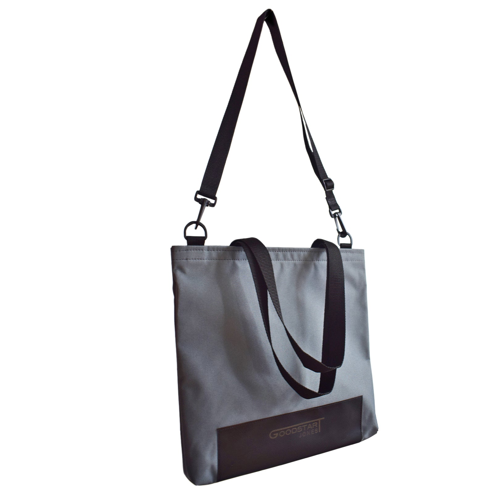 Grey WORK Tote Bag showcasing its compact and stylish design, perfect for everyday use.