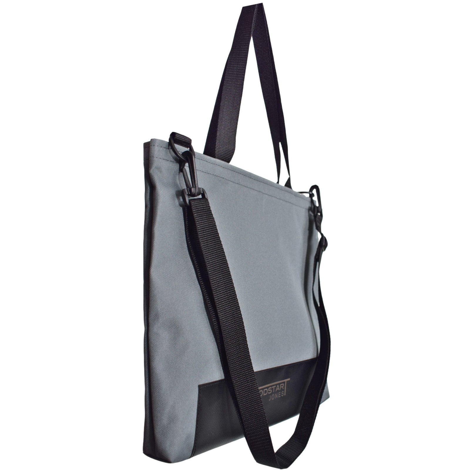 Grey WORK Tote Bag showcasing its compact and stylish design, perfect for everyday use.