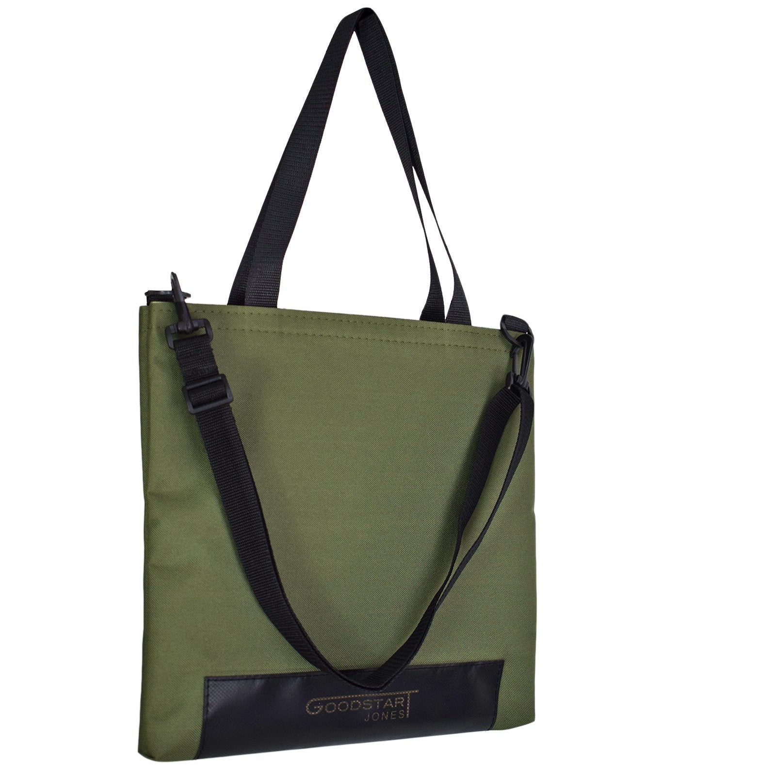 Olive green WORK Tote Bag showcasing its compact and durable design, perfect for work and everyday use.