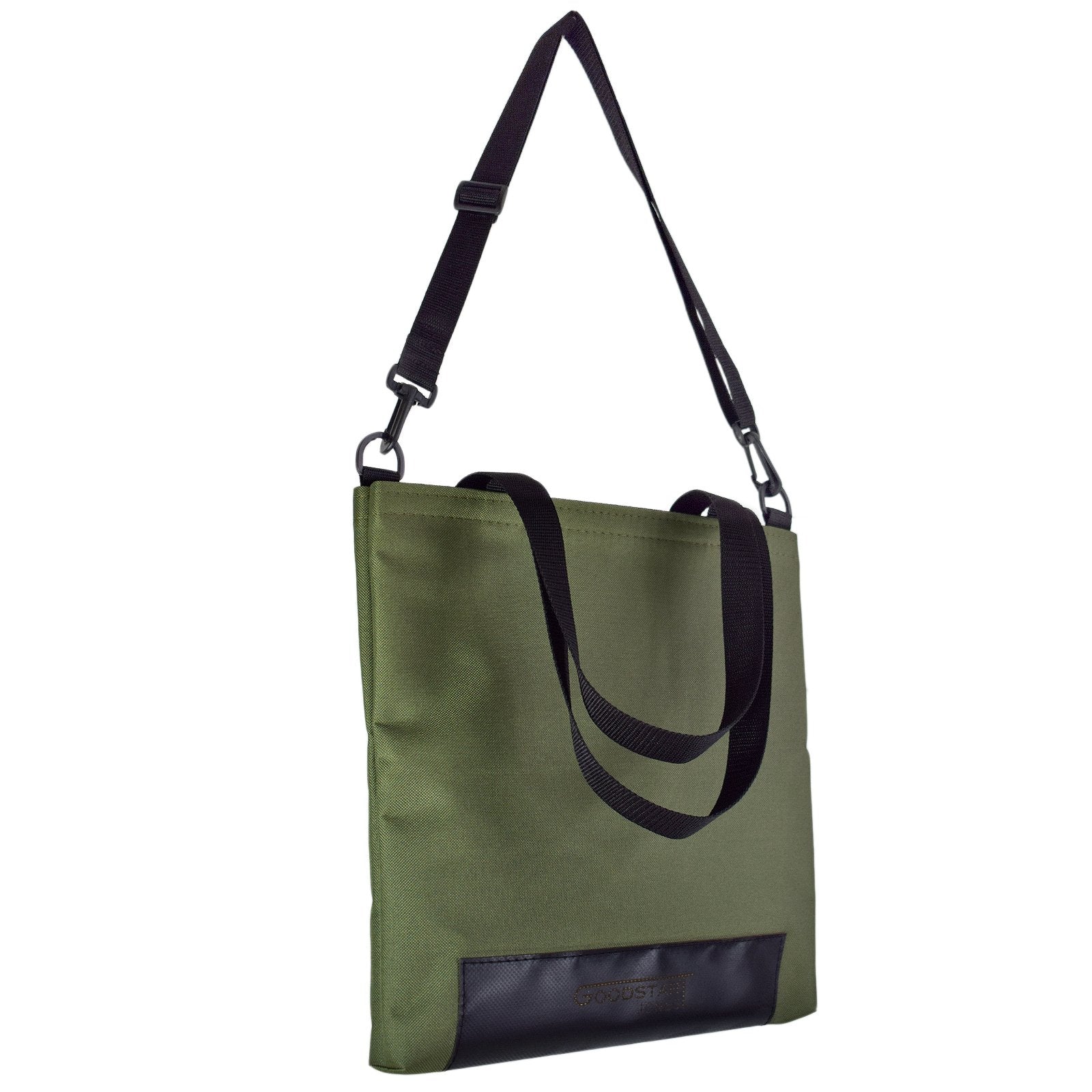 Olive green WORK Tote Bag showcasing its compact and durable design, perfect for work and everyday use.