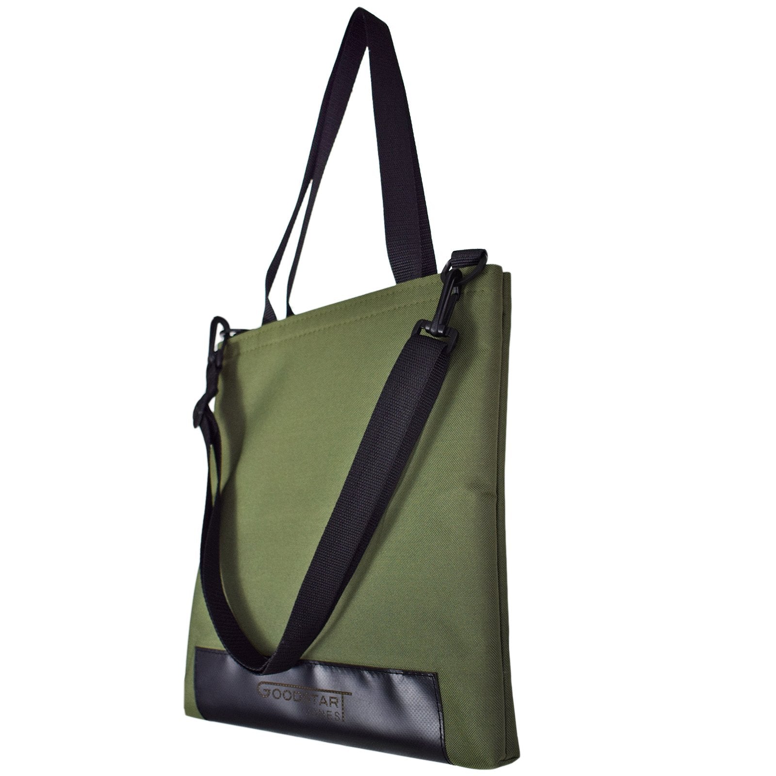 Olive green WORK Tote Bag showcasing its compact and durable design, perfect for work and everyday use.