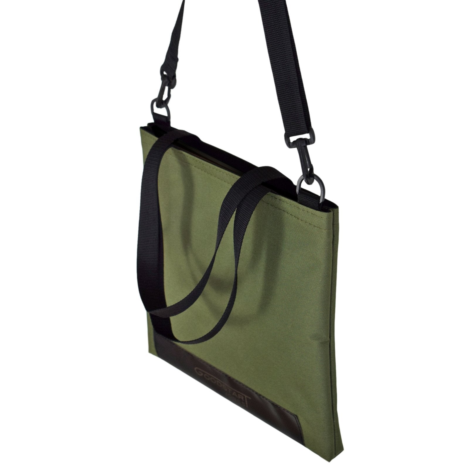 Olive green WORK Tote Bag showcasing its compact and durable design, perfect for work and everyday use.