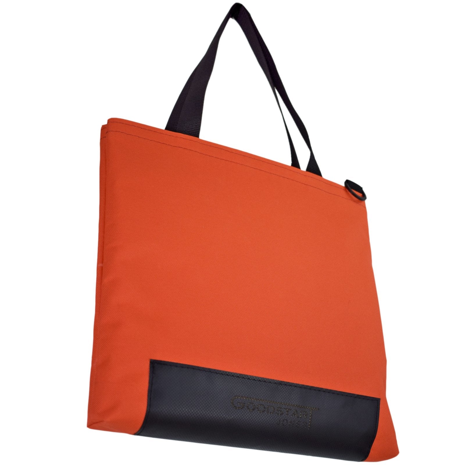 Orange WORK Tote Bag showcasing its compact and durable design, perfect for everyday use.