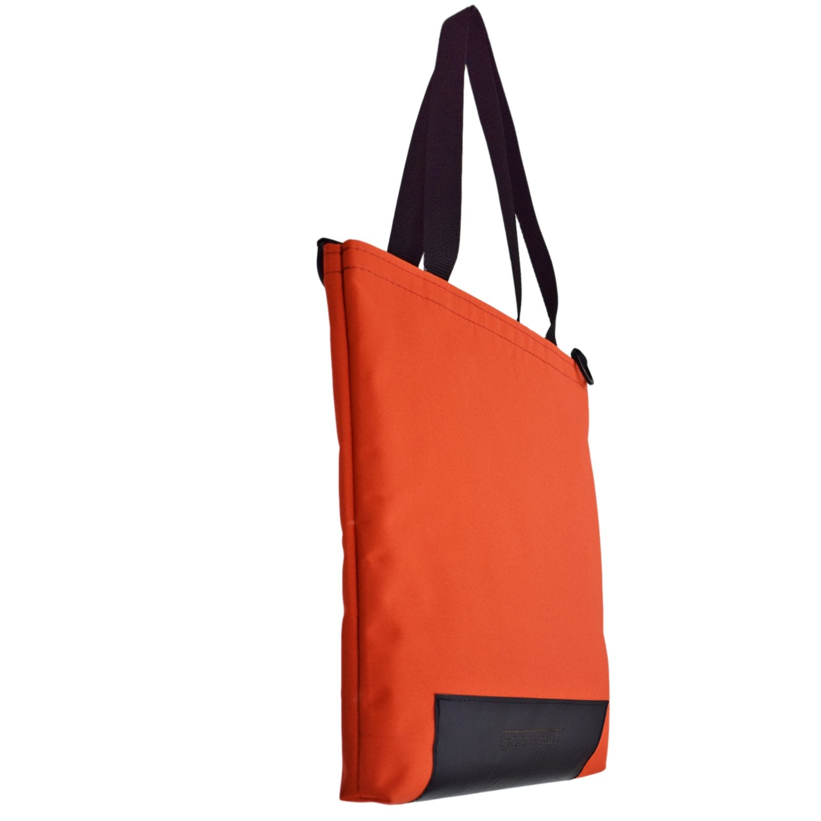 Orange WORK Tote Bag showcasing its compact and durable design, perfect for everyday use.