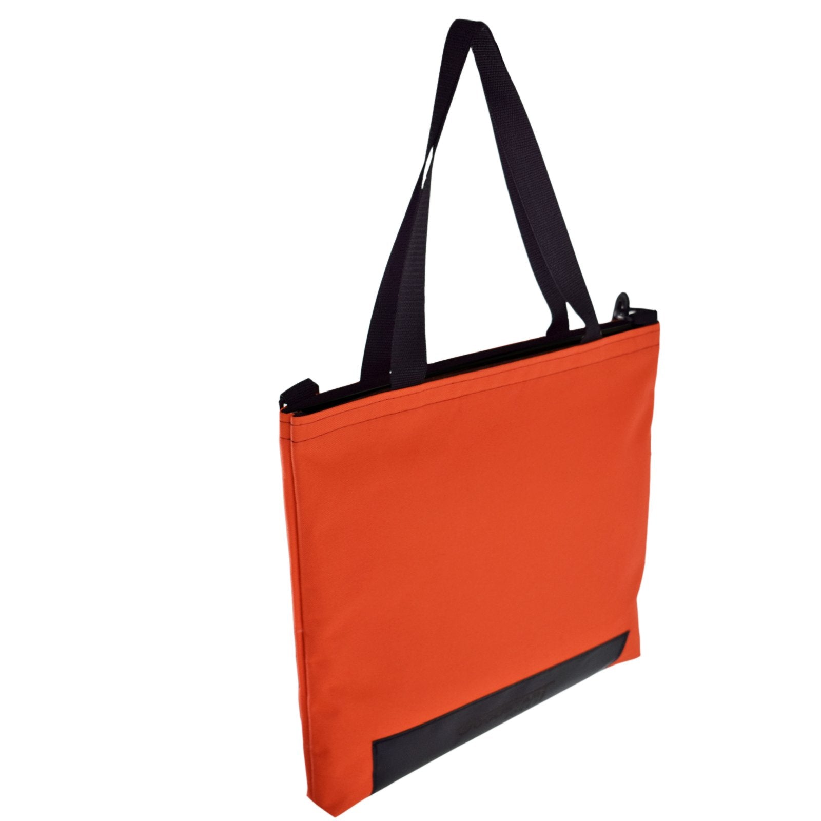 Orange WORK Tote Bag showcasing its compact and durable design, perfect for everyday use.