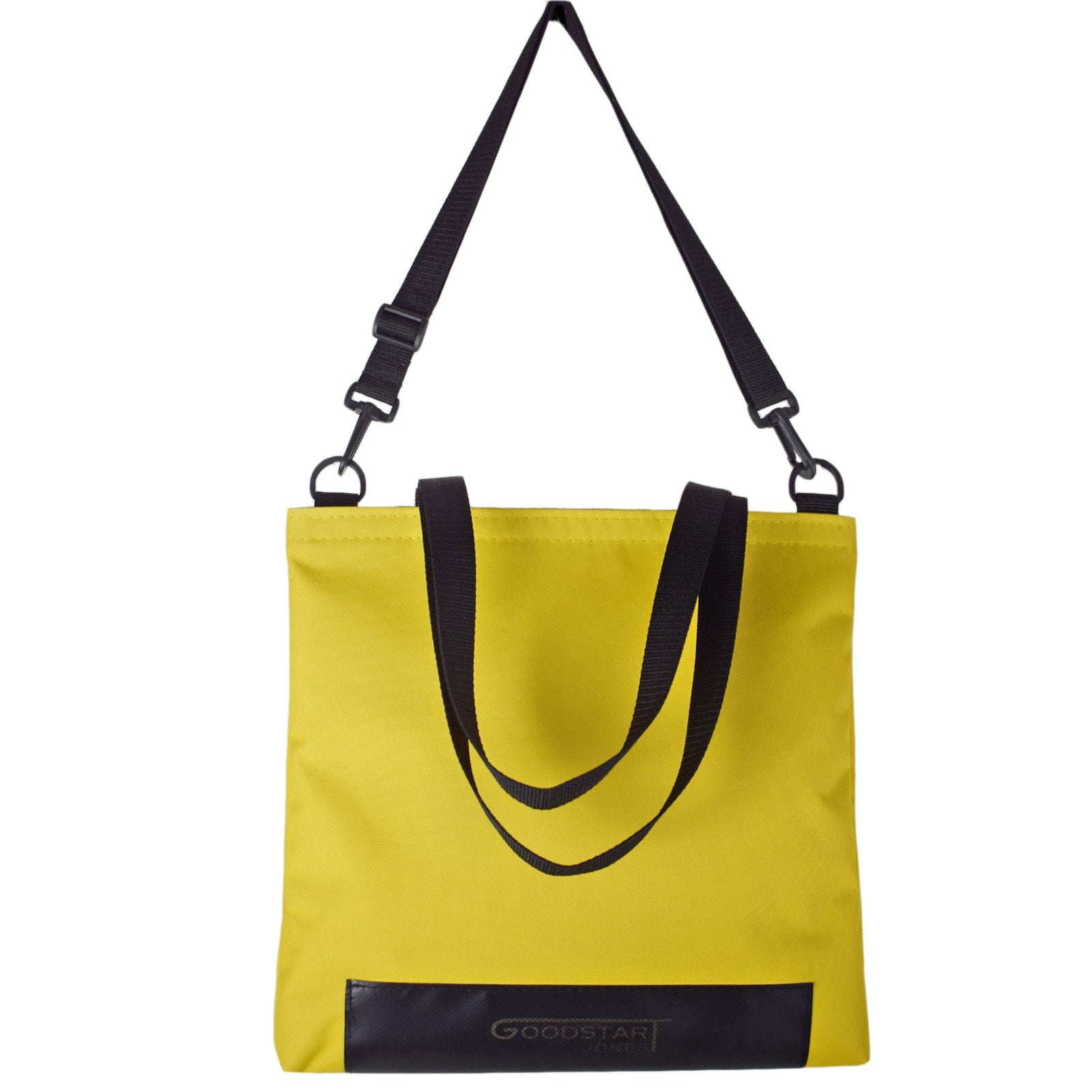 WORK Tote Bag in vibrant yellow, showcasing its compact and stylish design, perfect for everyday use.