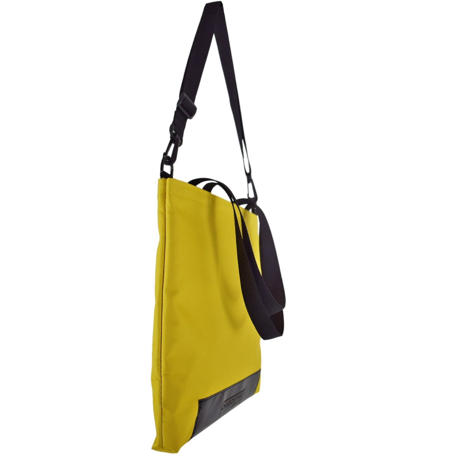 WORK Tote Bag in vibrant yellow, showcasing its compact and stylish design, perfect for everyday use.