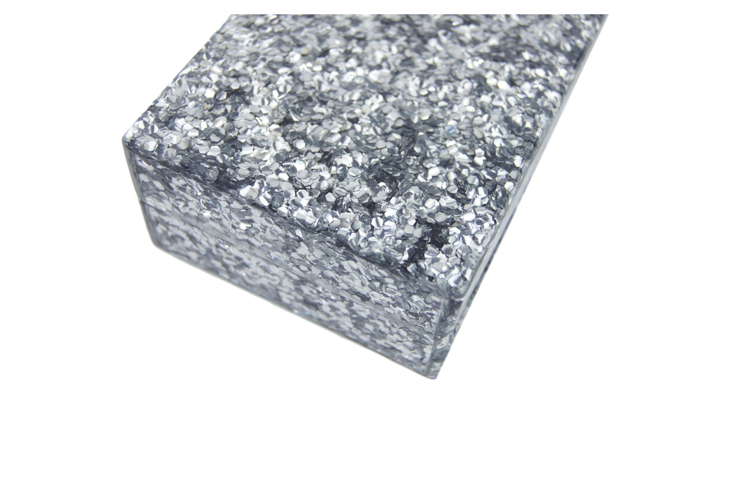 Silver glitter style acrylic block.