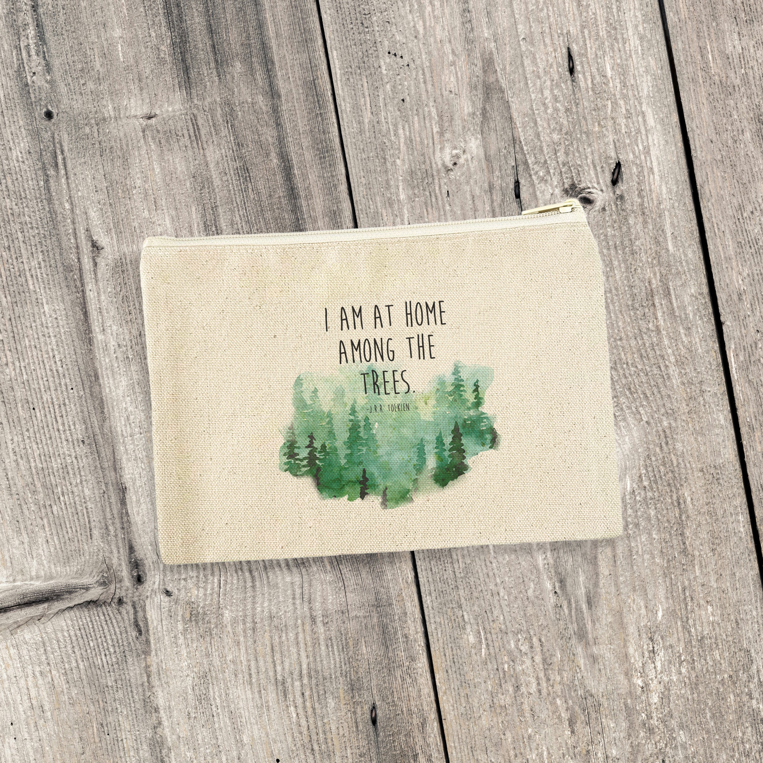 Main I am at Home Among the Trees - Canvas Zipper Pouch image