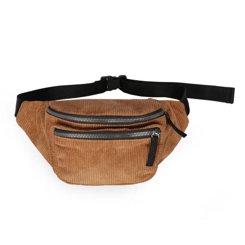 A stylish Multi-function Fashion Retro Small Waist Bag made of corduroy, featuring a dumpling shape and zipper opening, perfect for casual outings.