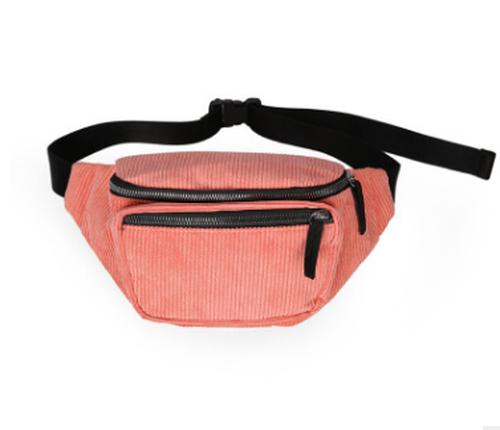 A stylish Multi-function Fashion Retro Small Waist Bag made of corduroy, featuring a dumpling shape and zipper opening, perfect for casual outings.