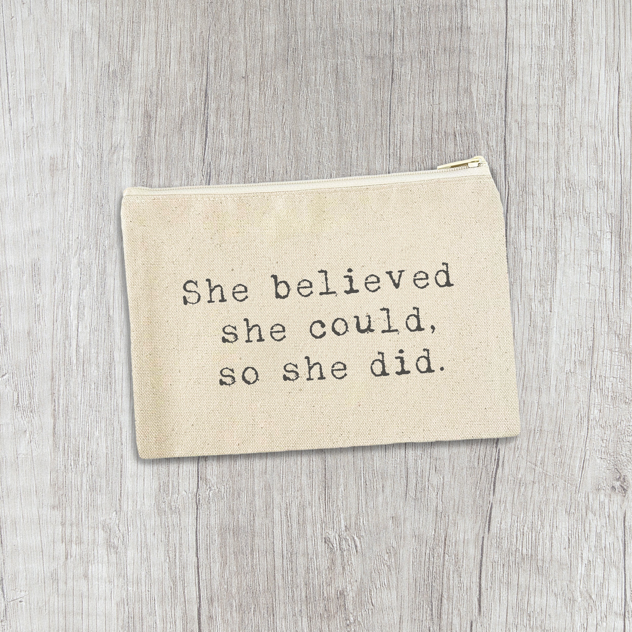 Main She Believed She Could, So She Did - Canvas Zipper Pouch image