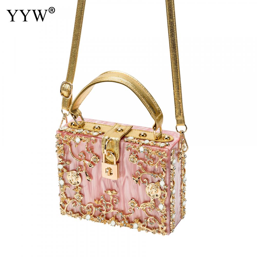 A stylish acrylic handbag for women featuring a flower design, perfect for evening parties and special occasions.