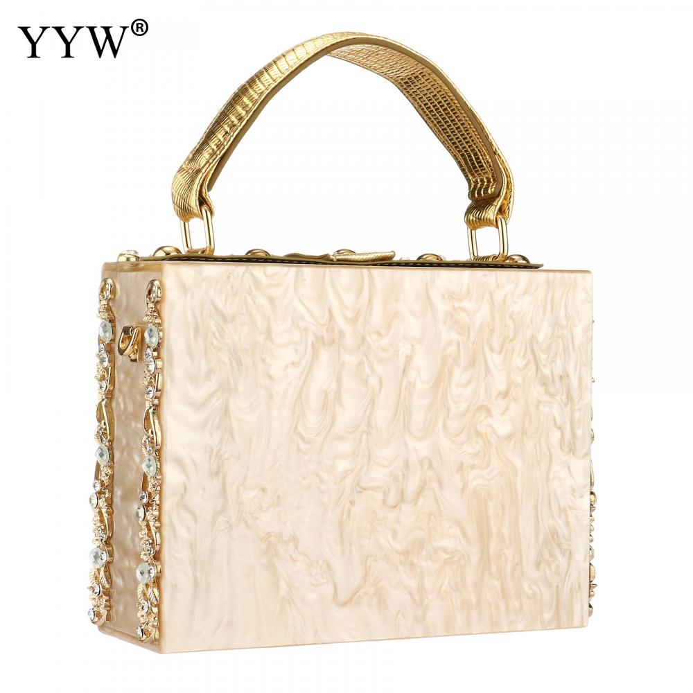 A stylish acrylic handbag for women featuring a flower design, perfect for evening parties and special occasions.