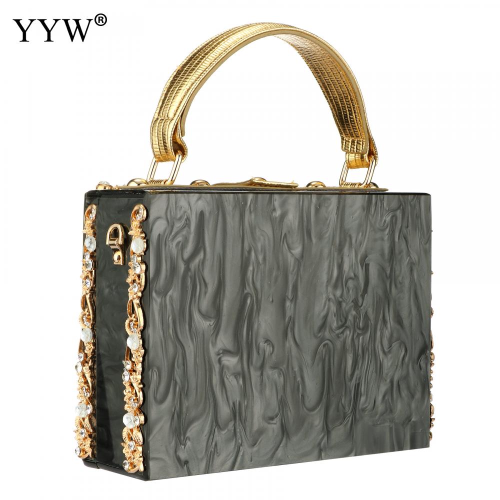 A stylish acrylic handbag for women featuring a flower design, perfect for evening parties and special occasions.