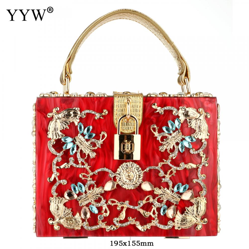 A stylish acrylic handbag for women featuring a flower design, perfect for evening parties and special occasions.