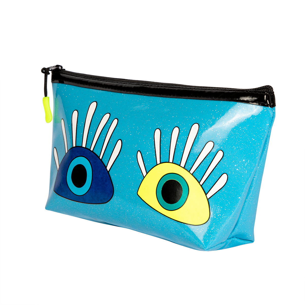 Biggdesign My Eyes On You Glitzer Schminktasche aus wasserbeständigem PU-Leder, ideal für Kosmetikartikel auf Reisen.