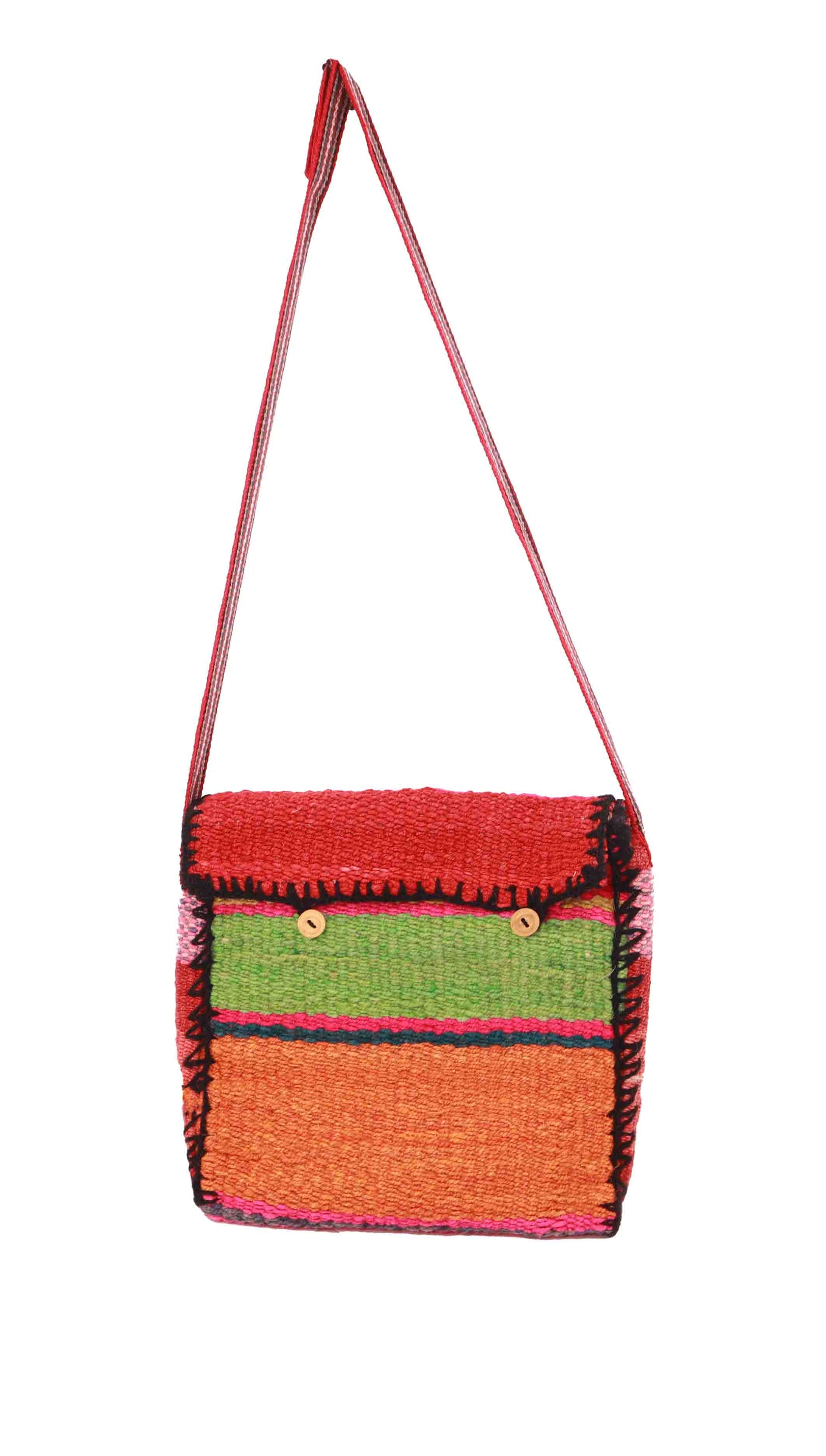 Color Pop Messenger style Crossbody Bag featuring natural dyes and intricate weaving, showcasing vibrant colors and a durable design.