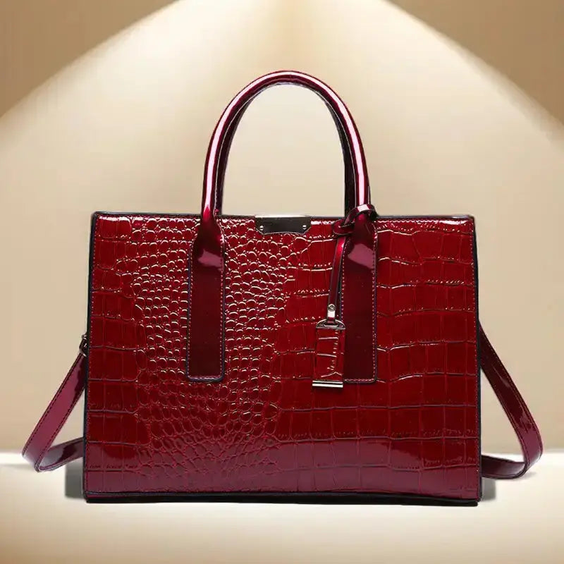 Crocodile Print Women Handbag made from premium leather, featuring a stylish design with adjustable strap and zip closure.