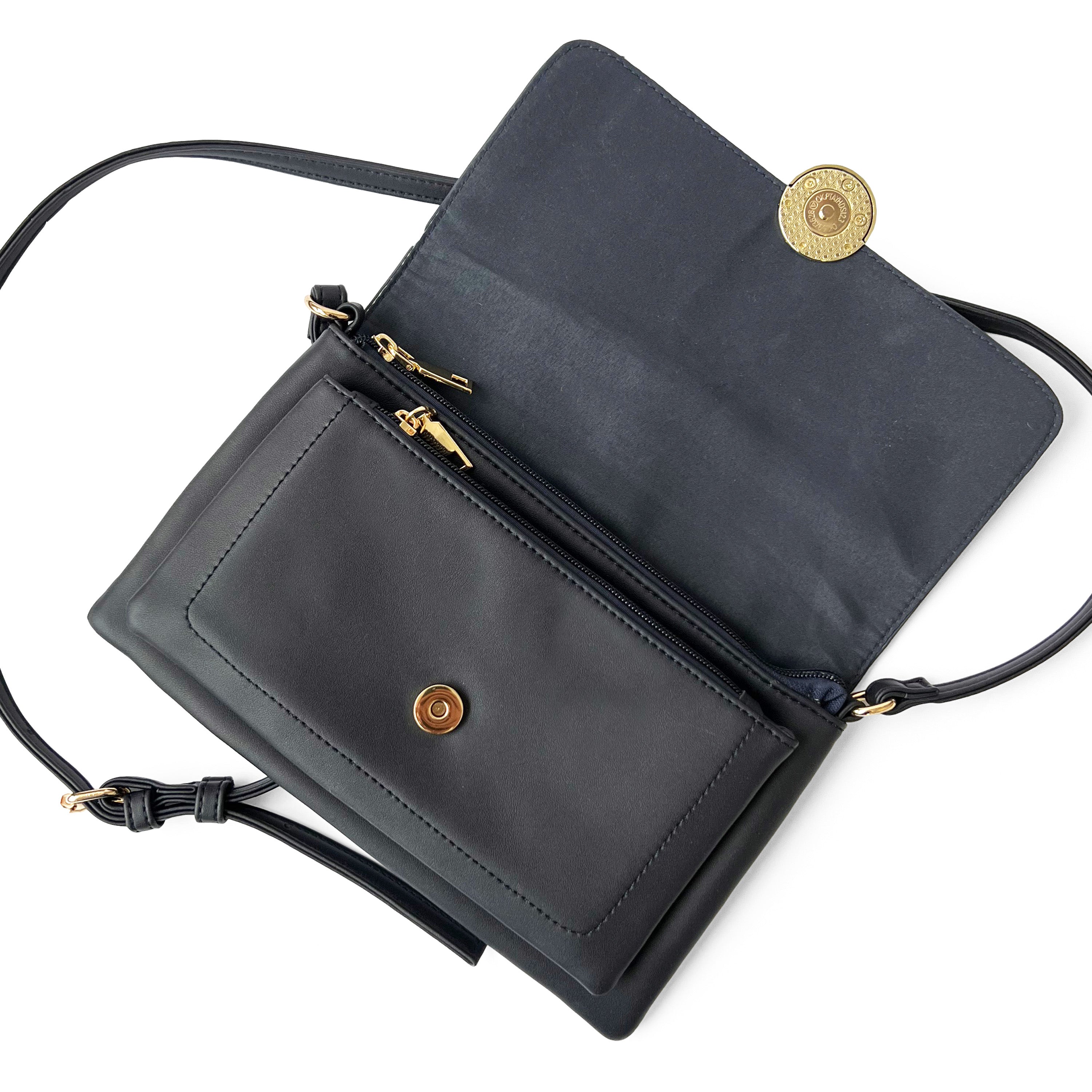 Stylish crossbody bag with a round ornament design, perfect for everyday use.