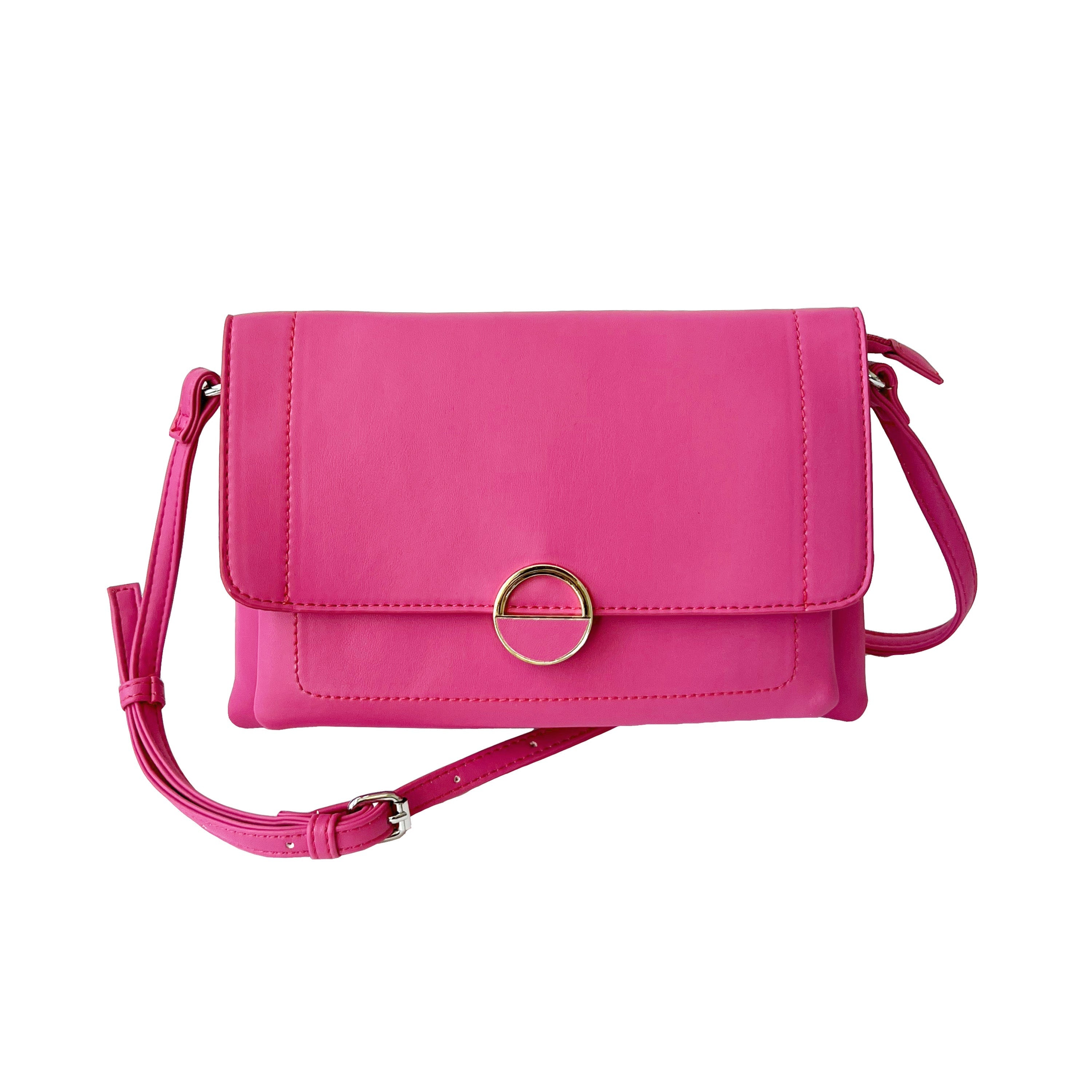 Stylish crossbody bag with a round ornament design, perfect for everyday use.