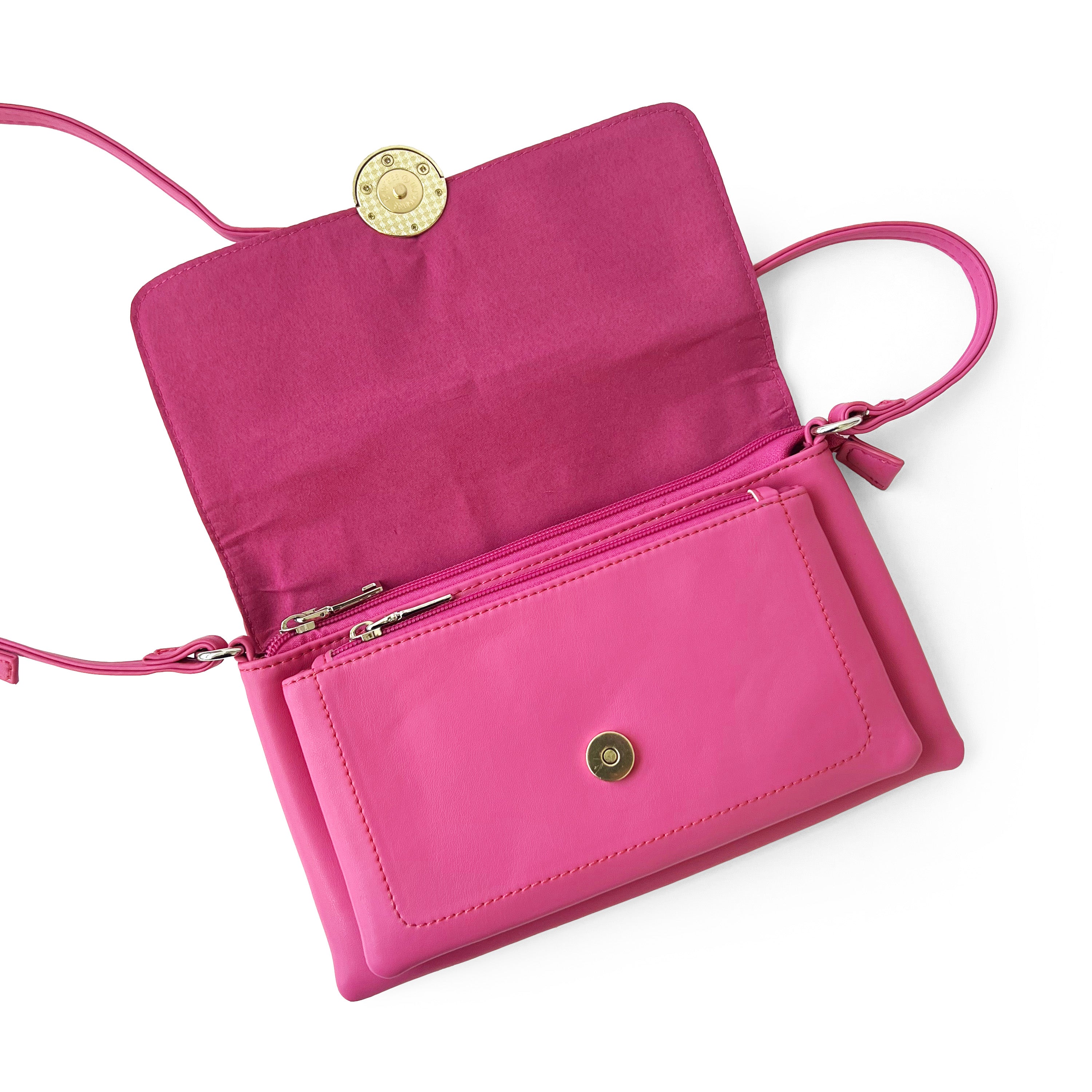 Stylish crossbody bag with a round ornament design, perfect for everyday use.