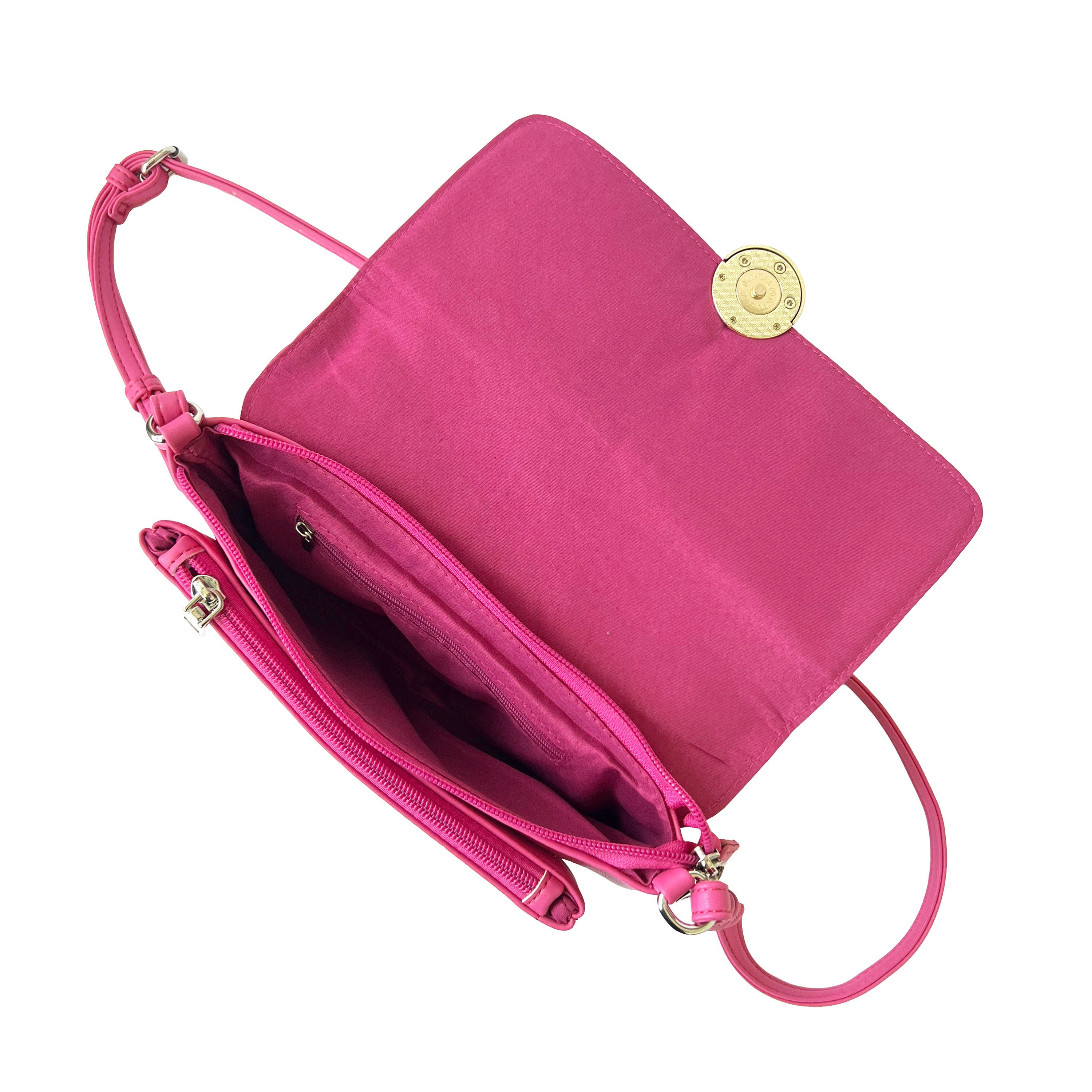 Stylish crossbody bag with a round ornament design, perfect for everyday use.