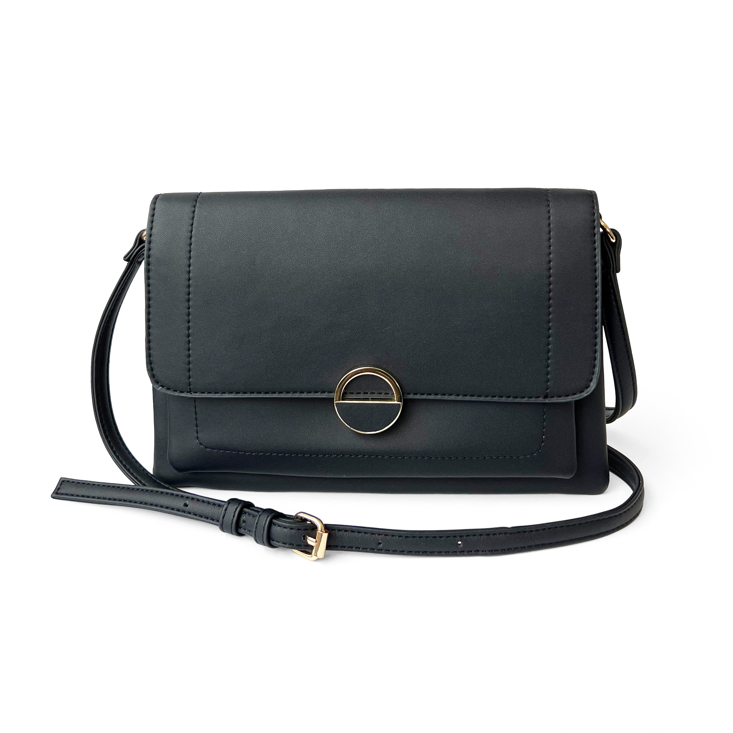 Stylish crossbody bag with a round ornament design, perfect for everyday use.