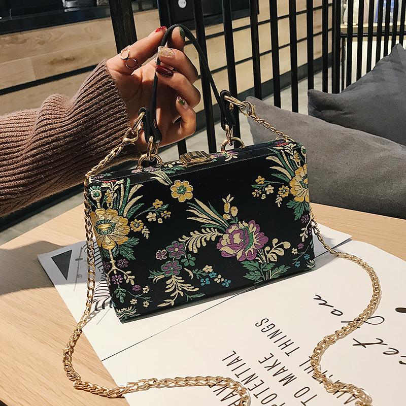 Elegant Flower Clutch Evening Bag for women featuring a beautiful embroidery floral pattern, perfect for weddings and special occasions.