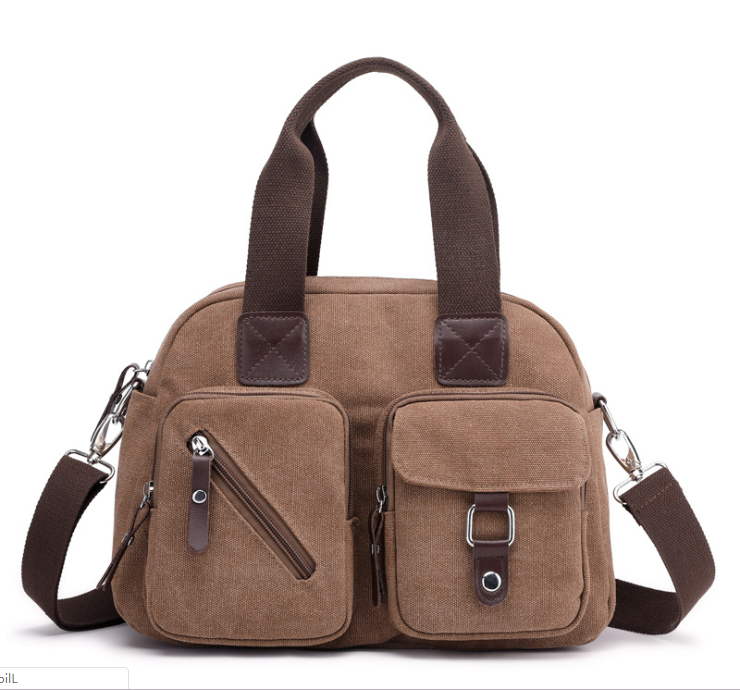 High Quality Canvas Messenger Bag for Ladies in plain design, featuring a soft handle and zipper closure, perfect for casual outings.