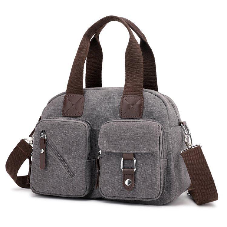 High Quality Canvas Messenger Bag for Ladies in plain design, featuring a soft handle and zipper closure, perfect for casual outings.