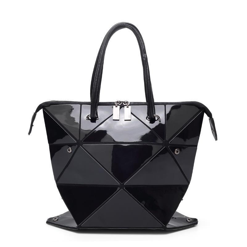 High Quality Geometric Rhombus PU Female Handbag featuring a stylish geometric design, soft PU material, and two handles for easy carrying.