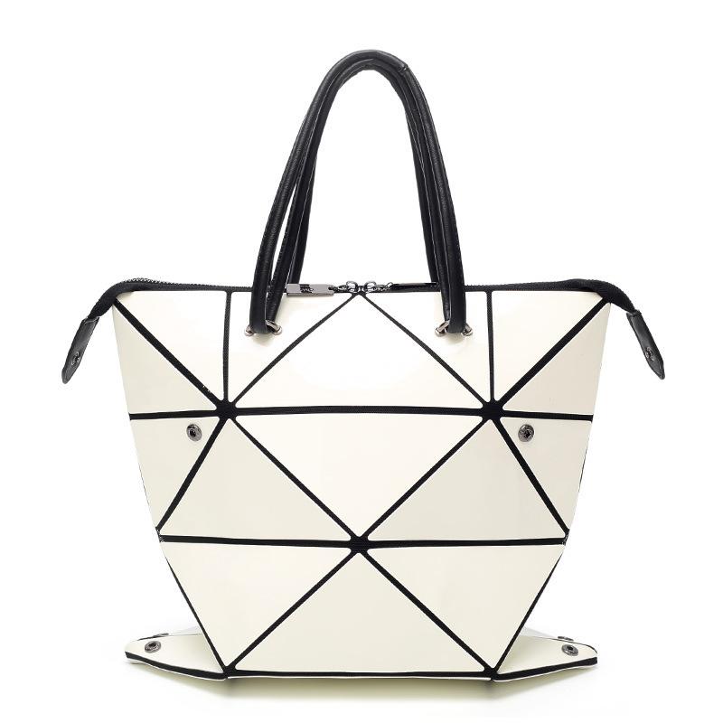 High Quality Geometric Rhombus PU Female Handbag featuring a stylish geometric design, soft PU material, and two handles for easy carrying.