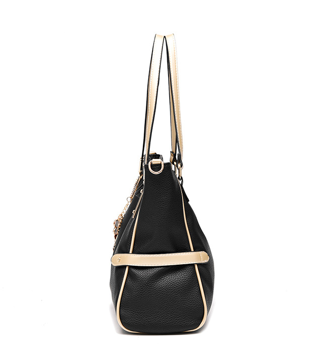 High Quality Large Capacity Handbag for Women in soft PU material, featuring a zipper closure and spacious interior with pockets for organization.