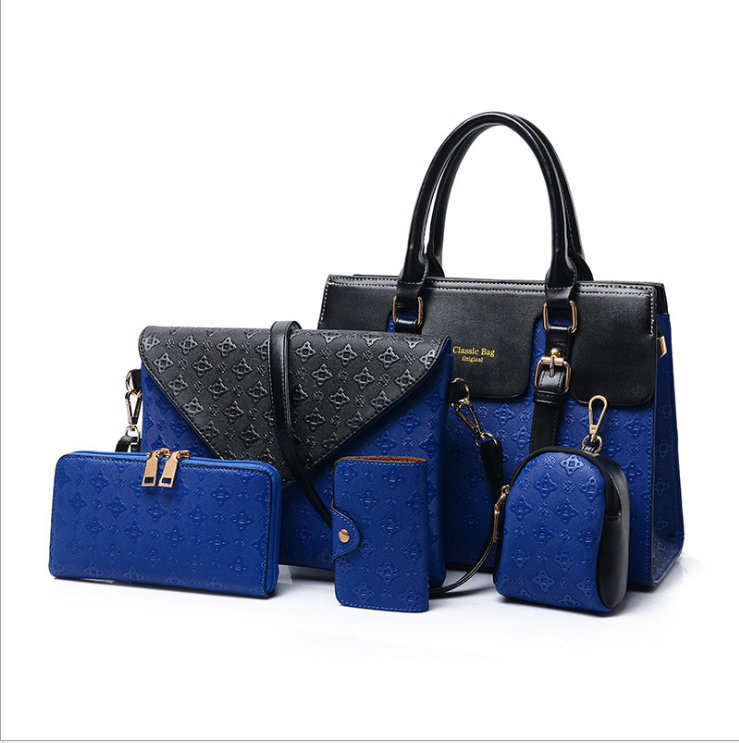 A stylish set of high-quality luxury leather handbags for women, featuring various sizes and shapes, showcasing premium PU leather texture and elegant design.