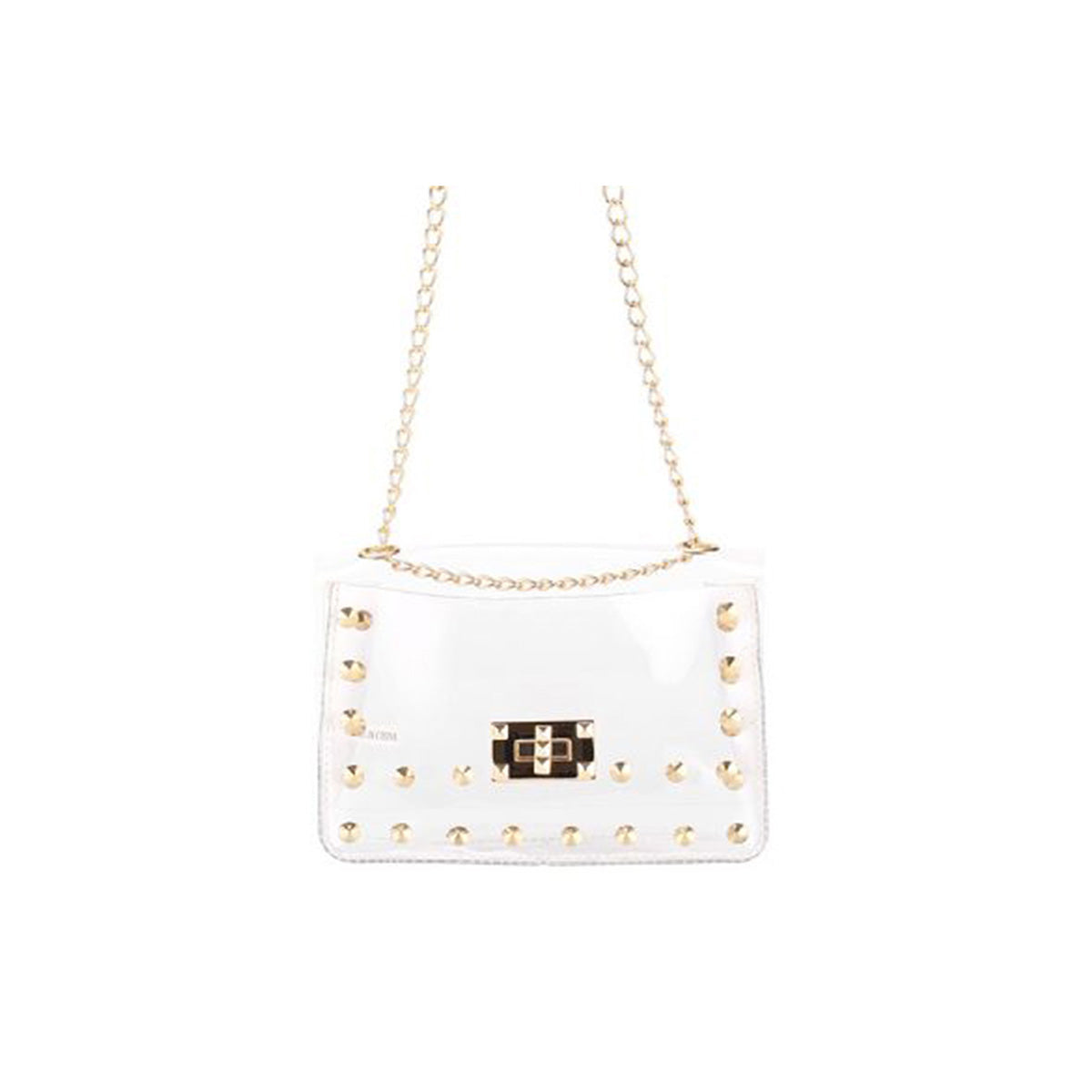 Ladies Clear Shoulder Handbag featuring a stylish chain strap, perfect for modern fashion.