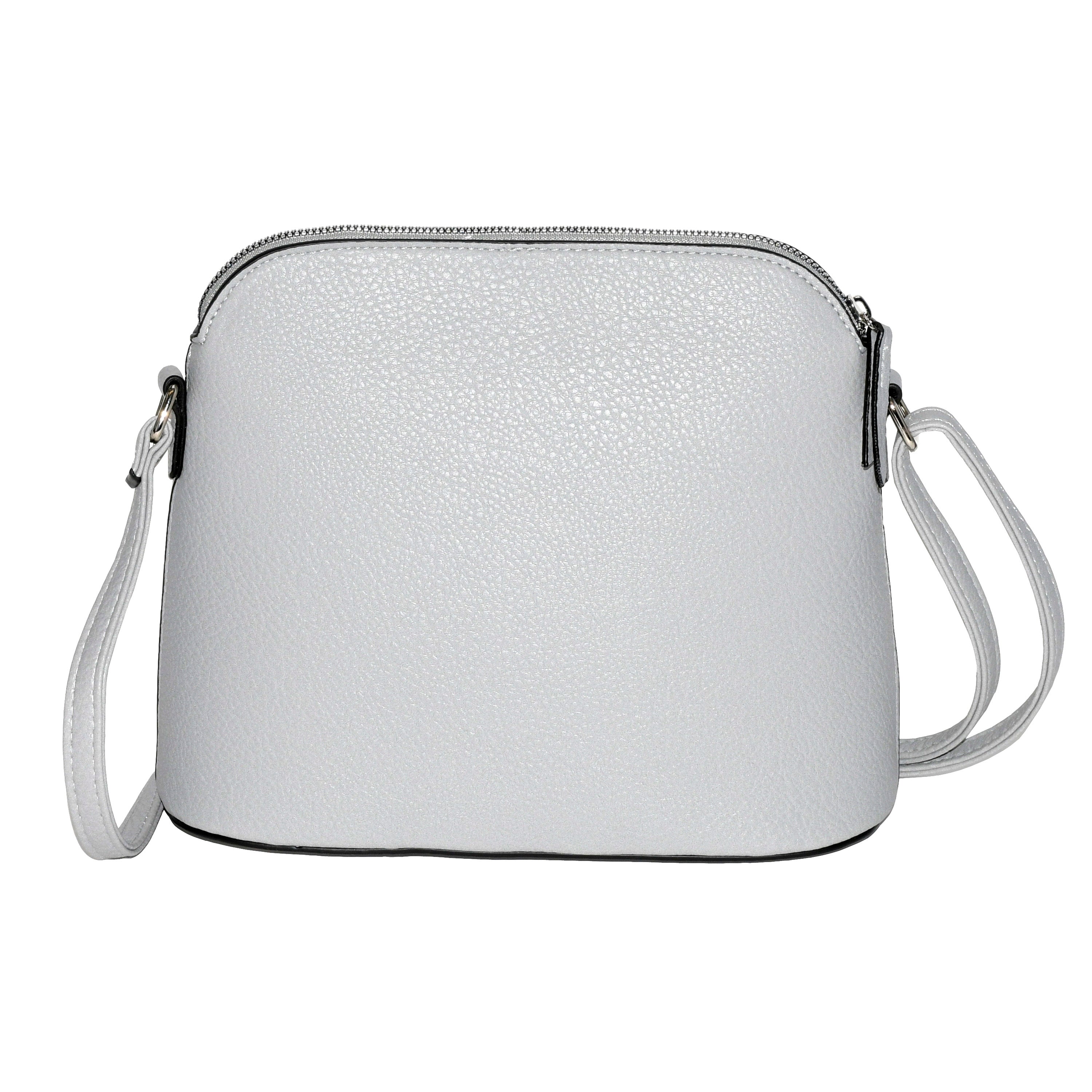 Ladies' Crossbody Bag with Front Flap in soft pebble PU, featuring a rounded flap, adjustable strap, and spacious interior.