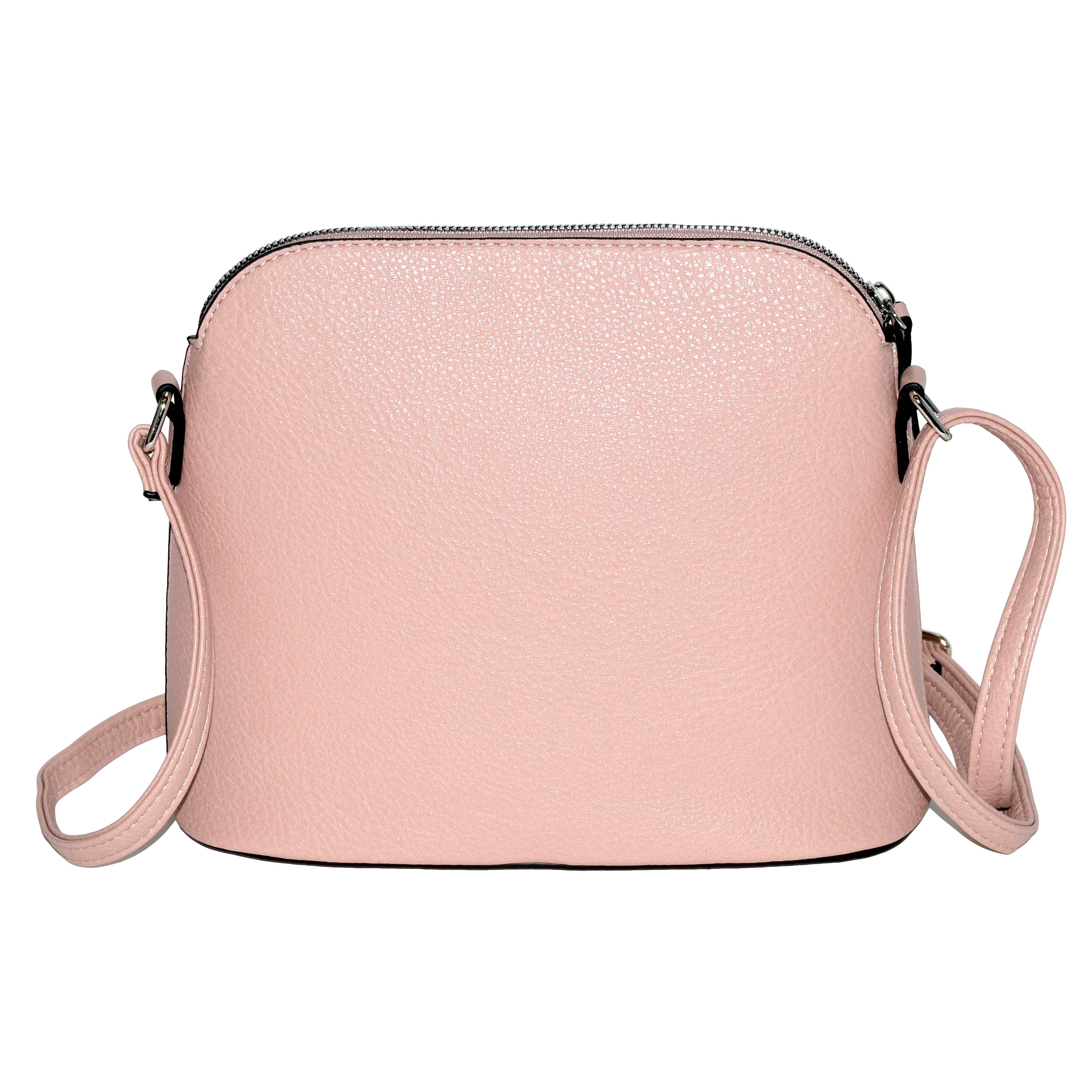 Ladies' Crossbody Bag with Front Flap in soft pebble PU, featuring a rounded flap, adjustable strap, and spacious interior.