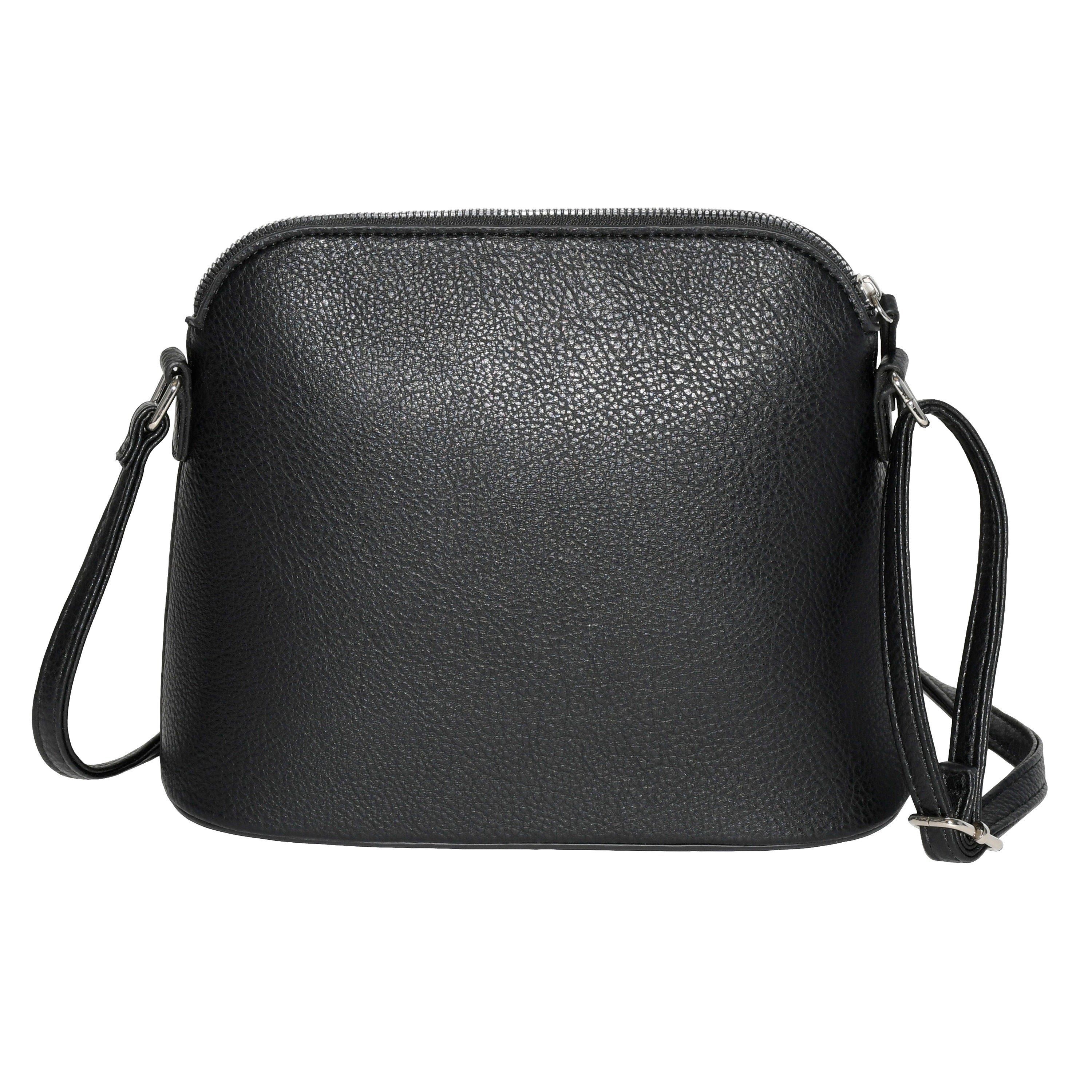 Ladies' Crossbody Bag with Front Flap in soft pebble PU, featuring a rounded flap, adjustable strap, and spacious interior.