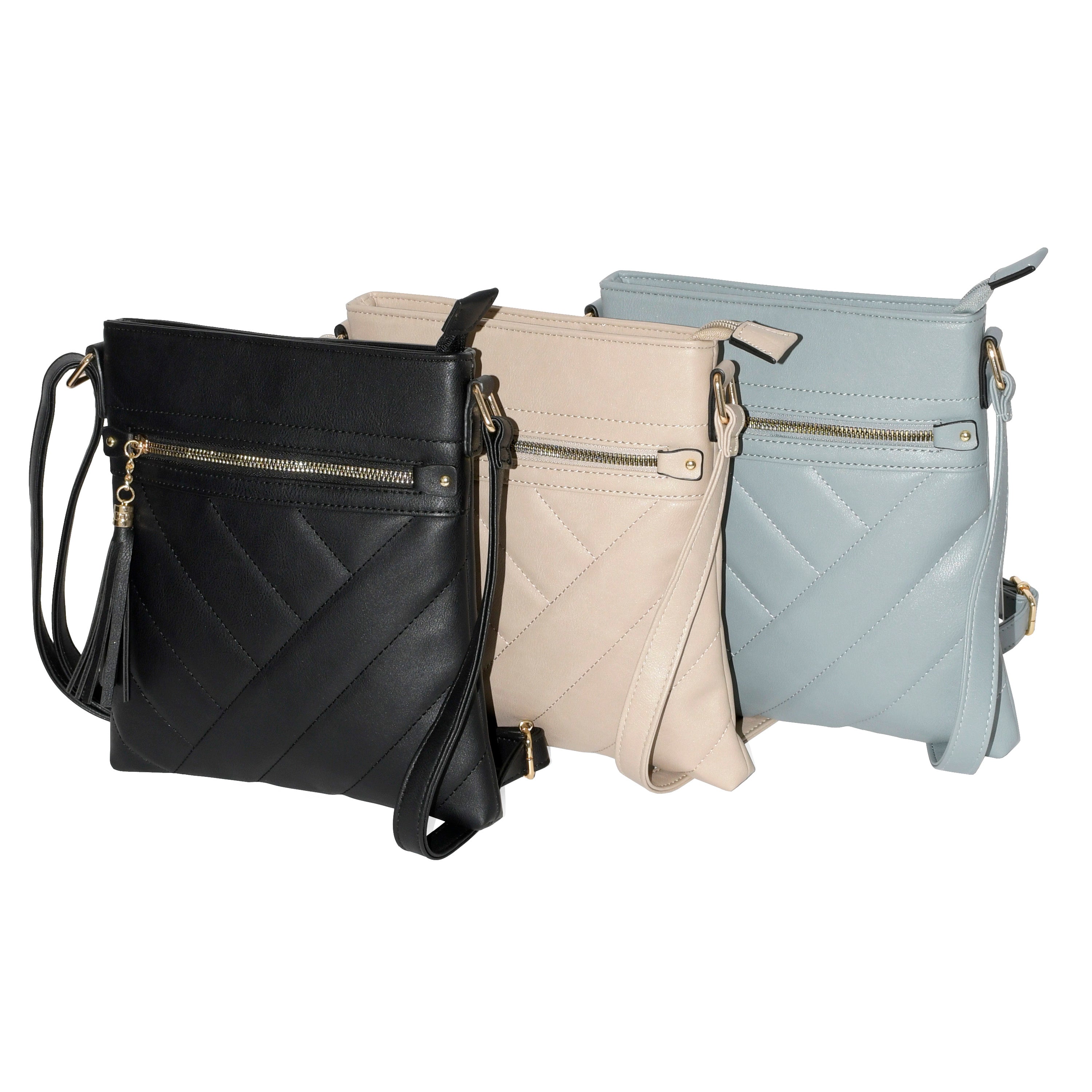 NICCI Ladies' Crossbody Bag featuring a stylish quilt design, durable polyurethane material, and adjustable strap.