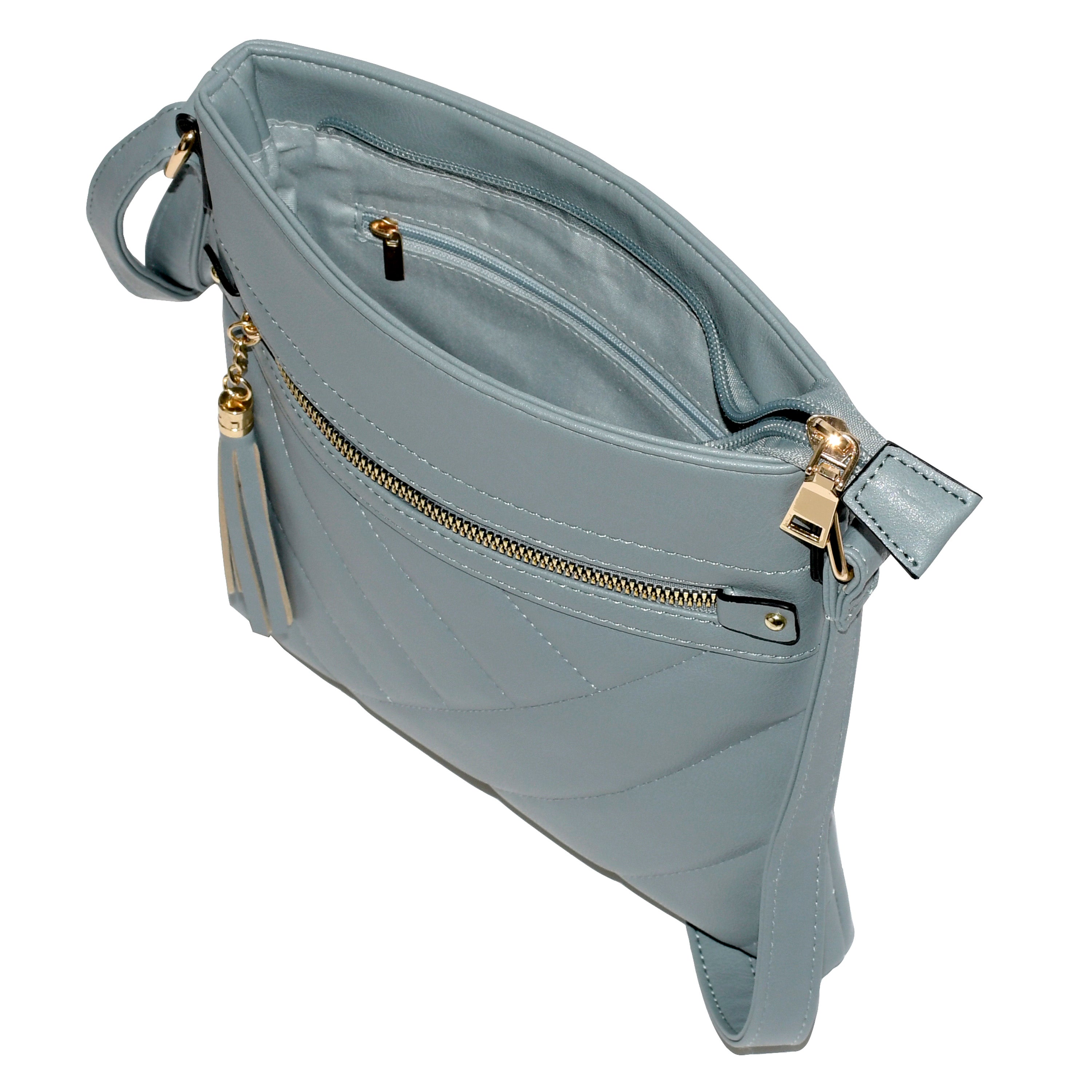 NICCI Ladies' Crossbody Bag featuring a stylish quilt design, durable polyurethane material, and adjustable strap.