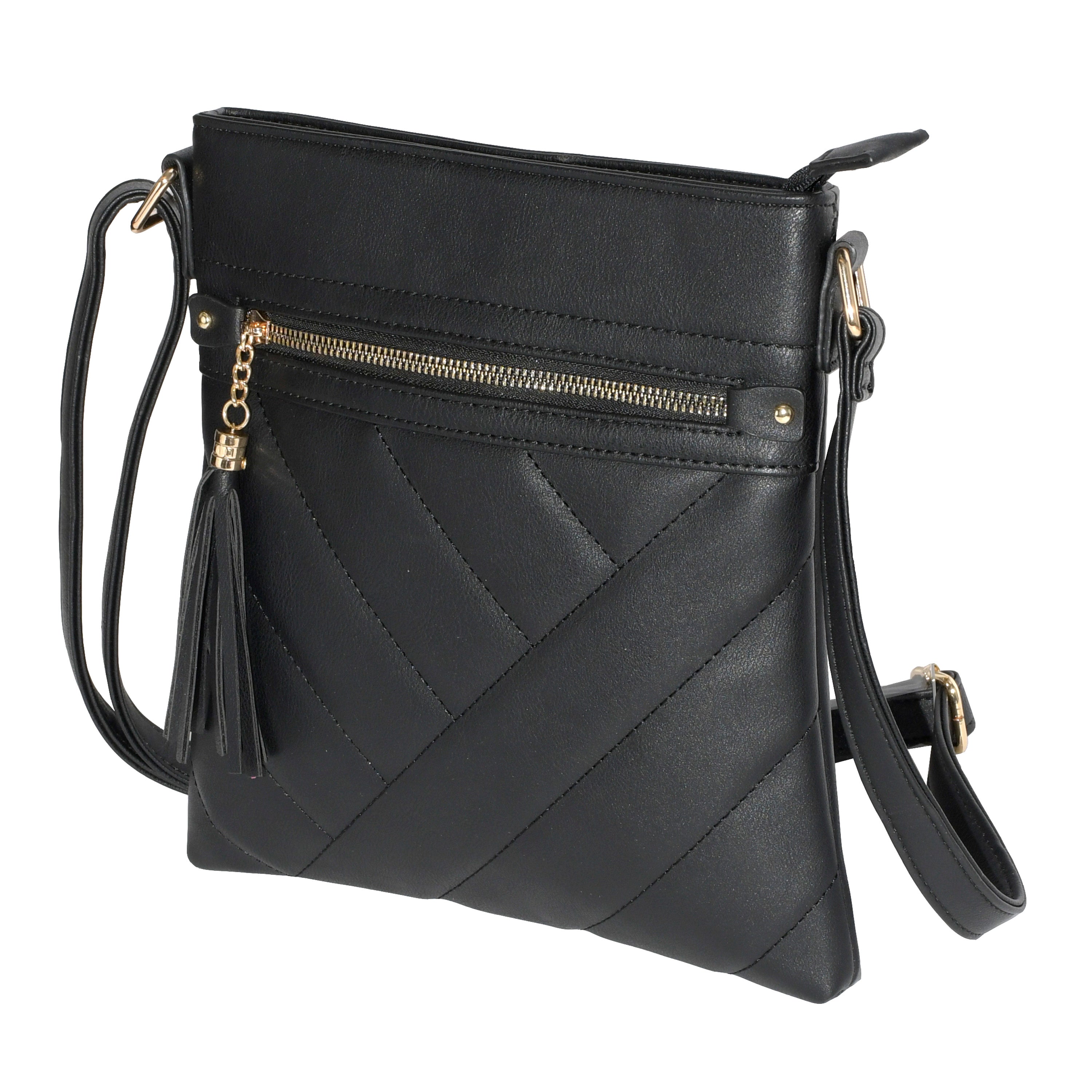 NICCI Ladies' Crossbody Bag featuring a stylish quilt design, durable polyurethane material, and adjustable strap.