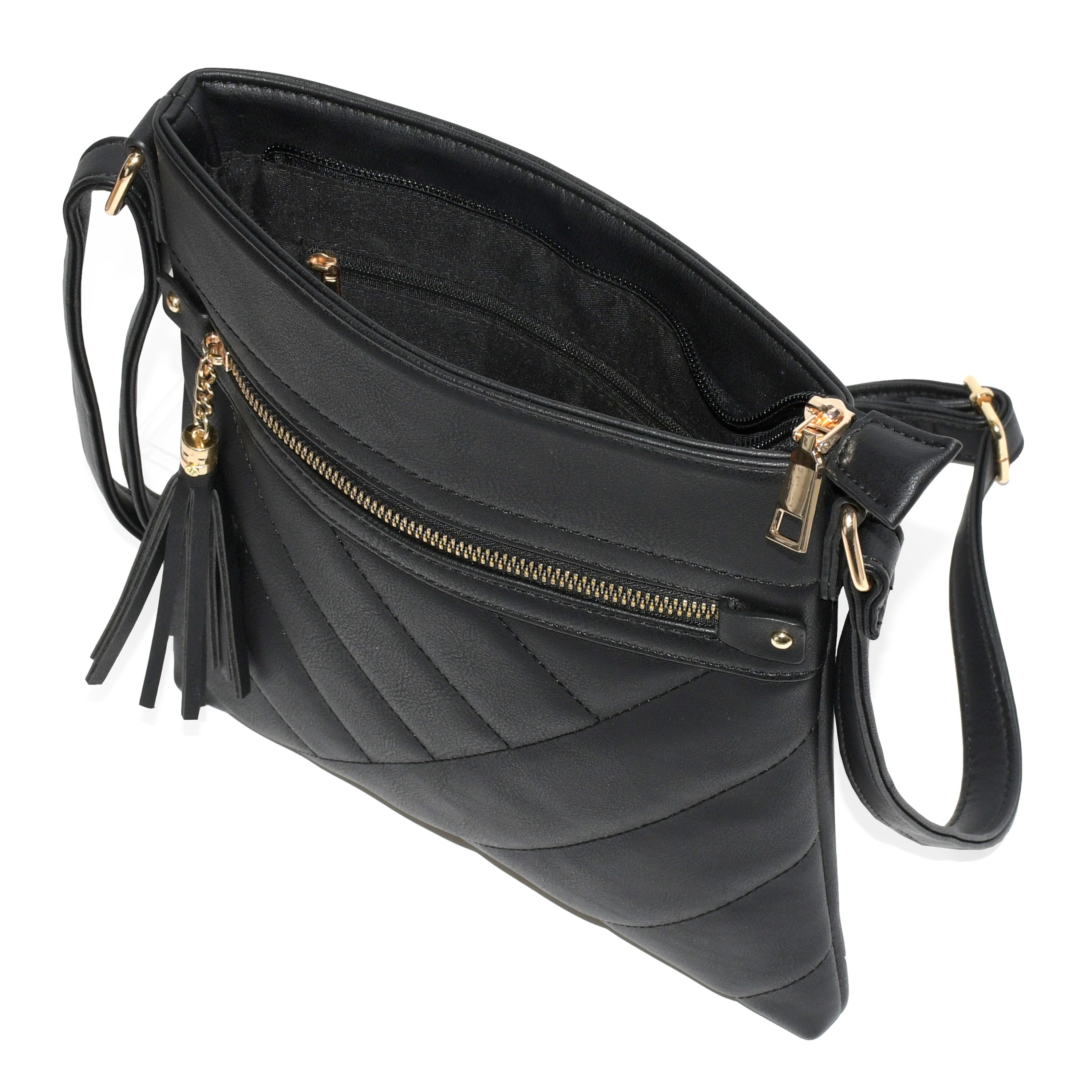 NICCI Ladies' Crossbody Bag featuring a stylish quilt design, durable polyurethane material, and adjustable strap.